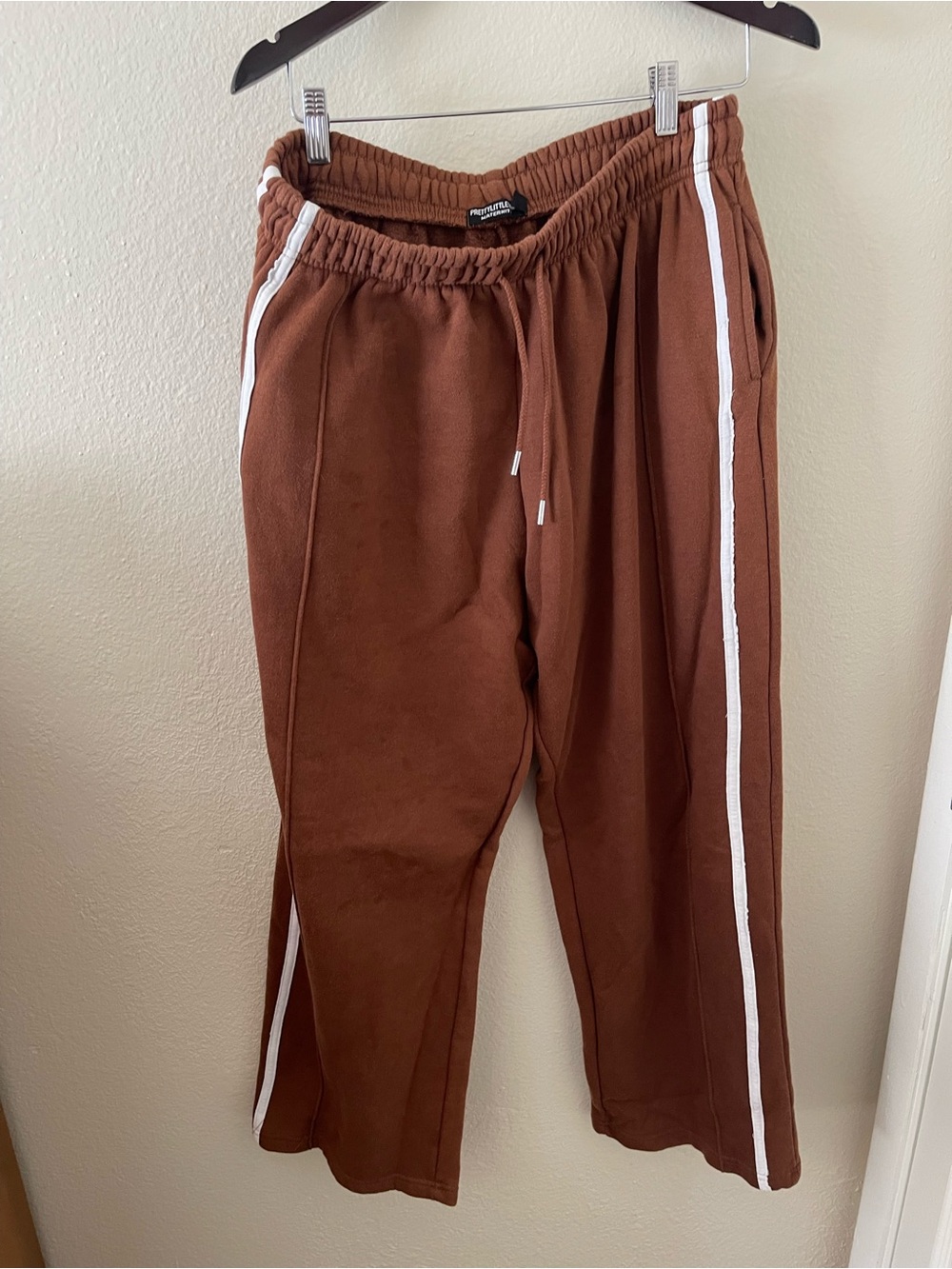 Brown Track Pants with Side Stripe